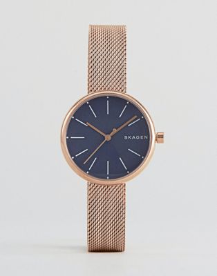 Skagen - Signatur - Rosé gouden mesh horloge