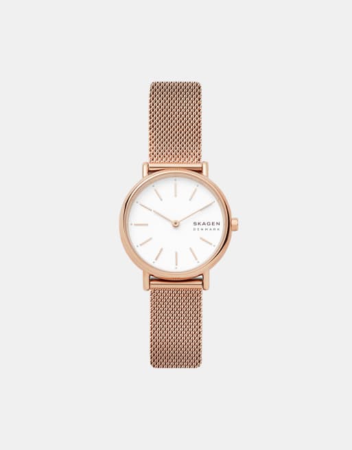 Skagen - SKW2694 Signatur - Smal mesh horloge in roségoud