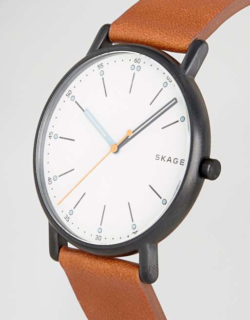 Skagen SKW6374 Signatur Leathere Watch In Brown