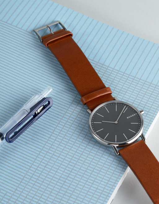 Signatur slim blue leather clearance watch