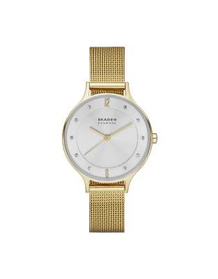 Skagen Women 's anita lille three hand, gold-tone stainless steel watch - GOLD