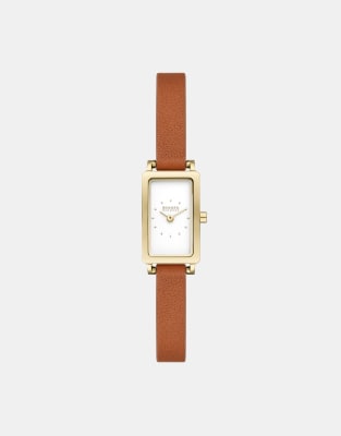 Skagen Women's hagen micro two-hand, gold stainless steel watch- BROWN