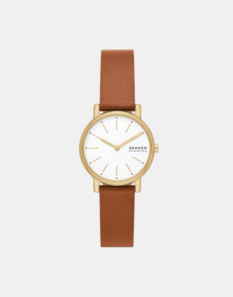 Skagen Women's signatur lille two-hand, gold stainless steel watch - BROWN - view 1