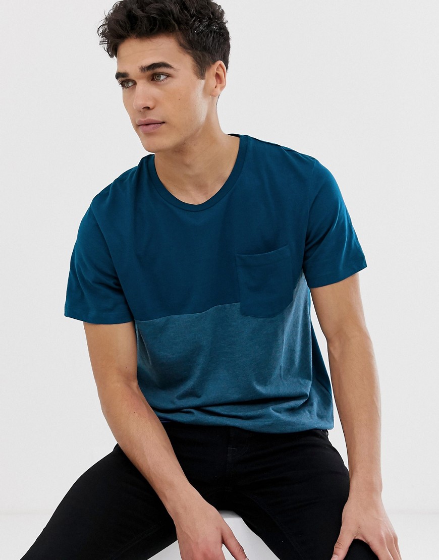Skåret og syet t-shirt med lomme fra Jack & Jones-Marineblå