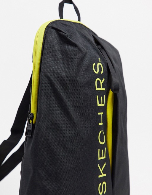 Skechers backpack with script logo and front zip detail in black