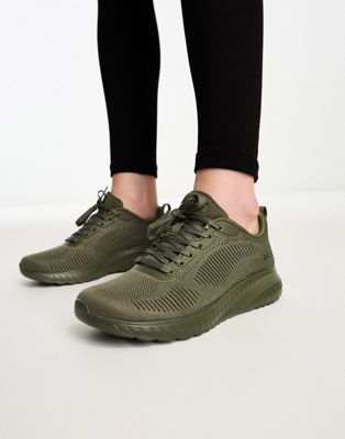 Skechers Bob Squad Chaos Face Off Trainer in Olive - ASOS Price Checker