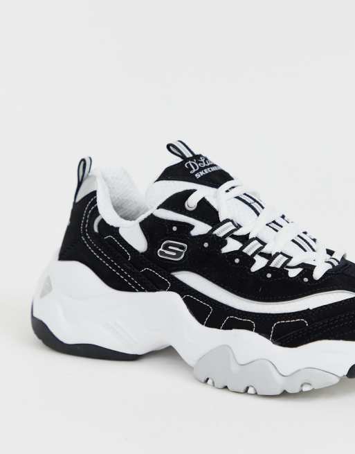 Skechers – D'Lite 3.0 – Robuste Sneaker in Schwarz-Weiß, 4 von 4