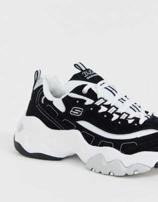 Skechers - D'Lite 3.0 - Sneakers bianche e nere con suola spessa | ASOS