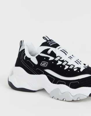 Skechers - D'Lite 3.0 - Sneakers bianche e nere con suola spessa | ASOS