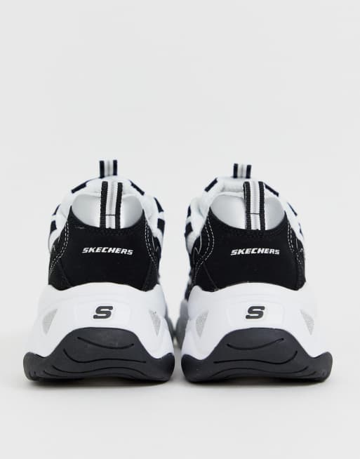 Skechers – D'Lite 3.0 – Svarta och vita, grova sneakers, 2 av 4