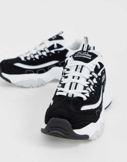 Skechers – D'Lite 3.0 – Svarta och vita, grova sneakers, 3 av 4
