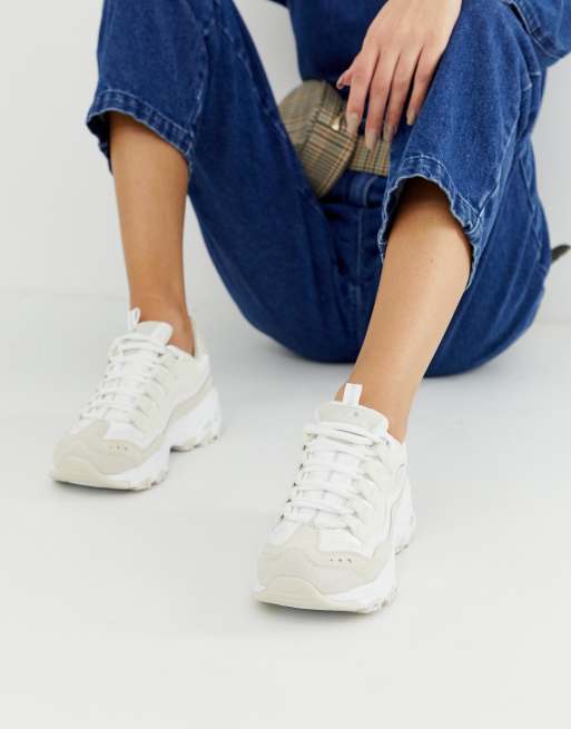 Skechers D Lite Baskets chunky Blanc