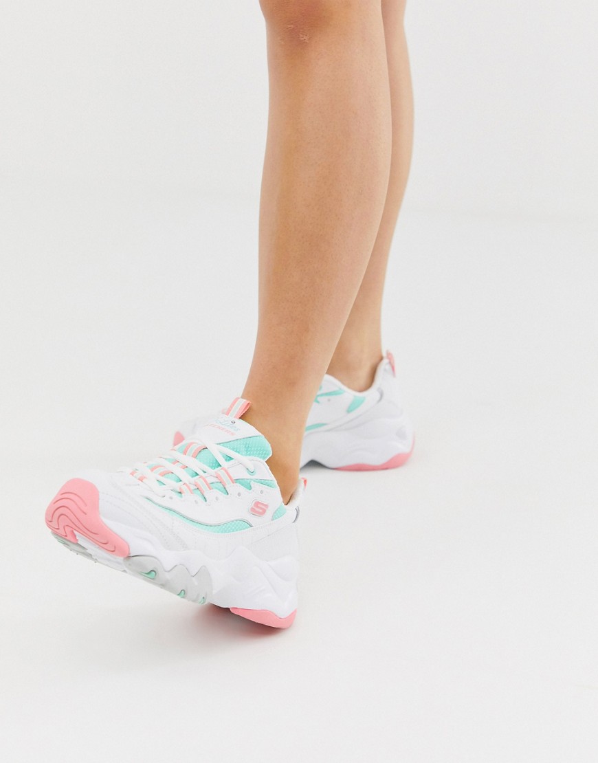 Skechers - D'Lites 3.0 Blast - Sneakers met dikke zool in wit en roze