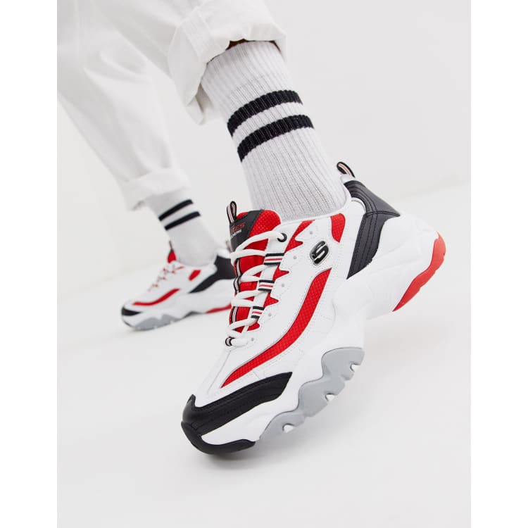 Skechers D lites 3.0 chunky sneakers in red and white ASOS