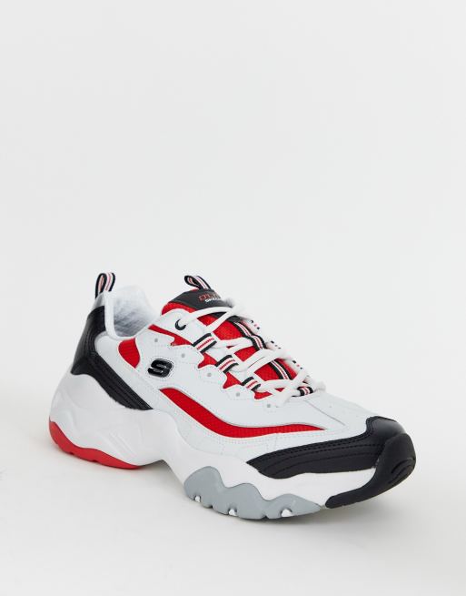 Skechers red and sales white