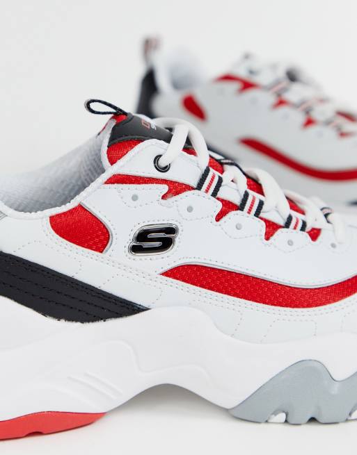 Skechers D'lites 3.0 chunky trainers in red white ASOS