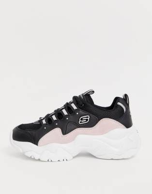 pink and black chunky trainers