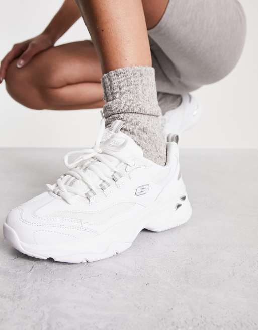 Skechers - D'Lites 4.0 - Hvide sneakers i læder, 4 af 4