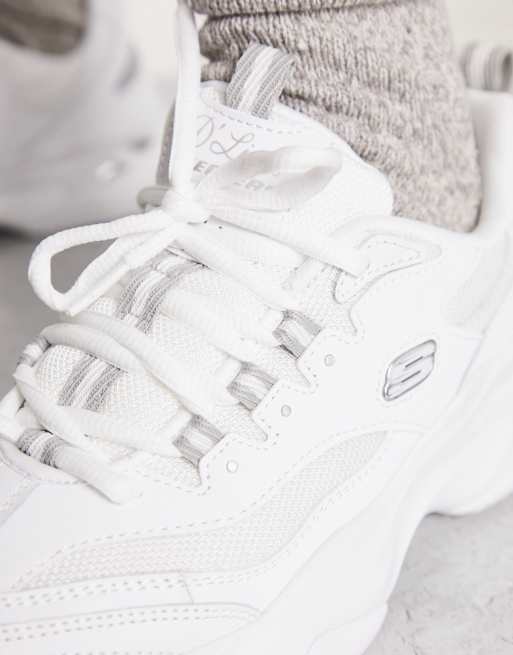 Skechers D'Lites 4.0 traiers in white leather, 3 of 4