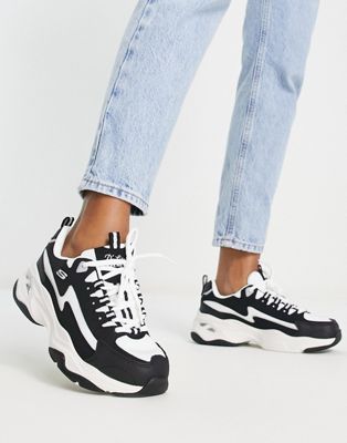 Skechers D'Lites 4.0 trainers in black and white