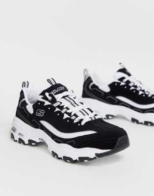 skechers shoes black and white