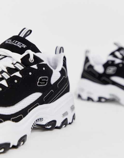 Skechers shoes black and on sale white