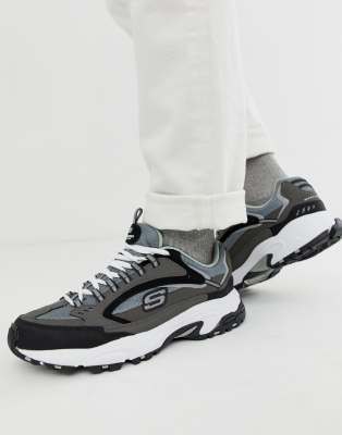 black and grey skechers