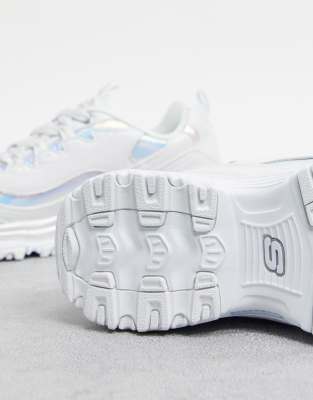 skechers white and silver sneakers
