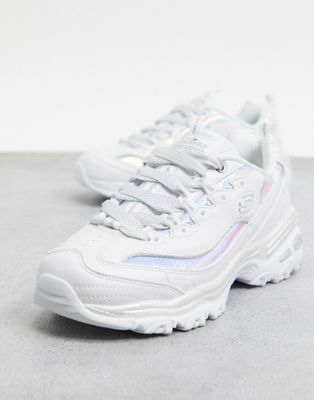skechers white and silver sneakers