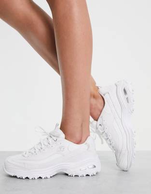 Skechers d'lites fresh start chunky sneakers in white