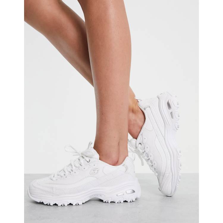 Skechers D'Lites Fresh Start chunky sneakers in white |