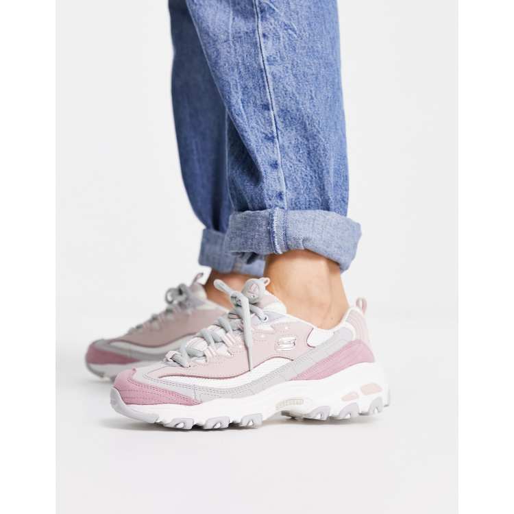 Skechers D'Lites New Journey chunky sneakers in pink mix