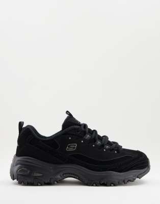 Skechers D'Lites Play On trainers in black | ASOS
