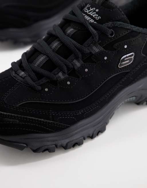 Skechers D Lites Play On trainers in black ASOS