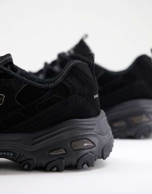 Skechers black d'lites play hotsell on trainers