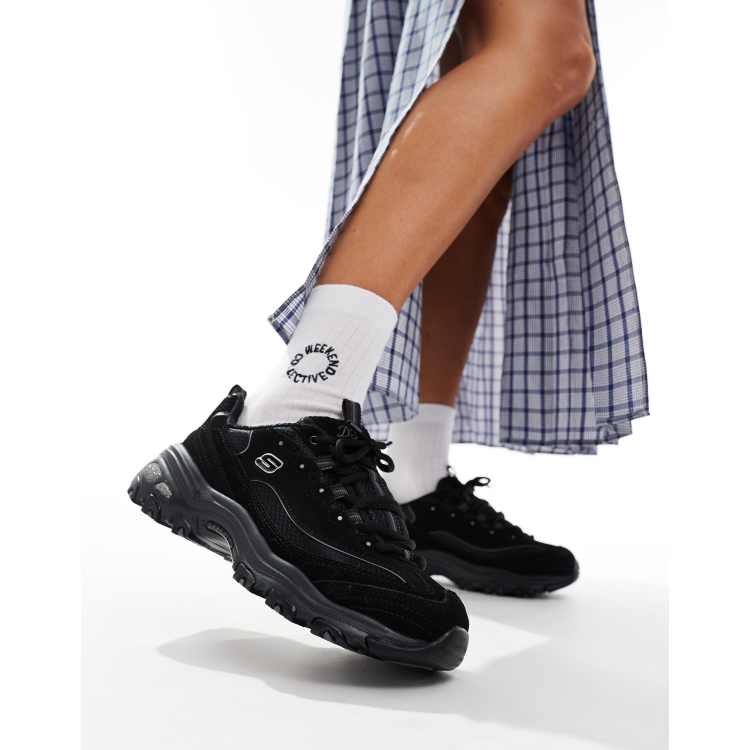 Skechers D lites Quarter Sneaker in Schwarz mit Gurtband ASOS