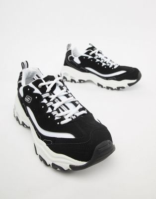 Skechers - D'lites - Sneakers bianche e nere | ASOS