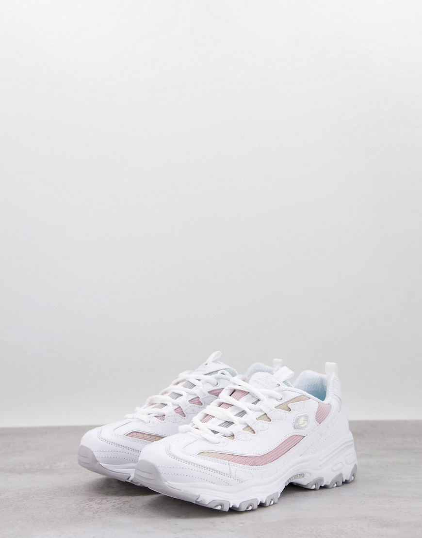 Skechers D'Lites trainers in white and pink ombre