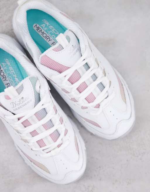 Skechers white & pink d'lites 3 trainers sale