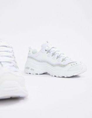 Skechers D'Lites white trainers | ASOS