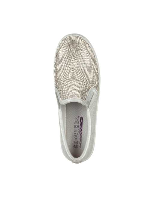 Skechers Double Up Shine Bright slip on sneakers in silver ASOS