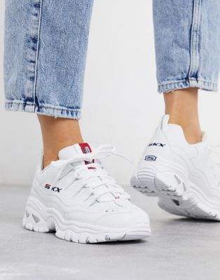 skechers white chunky trainers