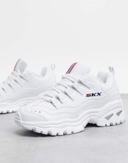 Skechers chunky sneakers white on sale