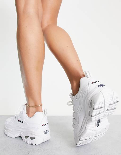 gat Alabama optellen Skechers - Energy SKX - Sneakers met dikke zool in wit | ASOS