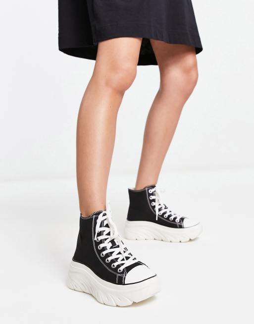 Skechers Funky Street canvas chunky sole sneakers in black | ASOS