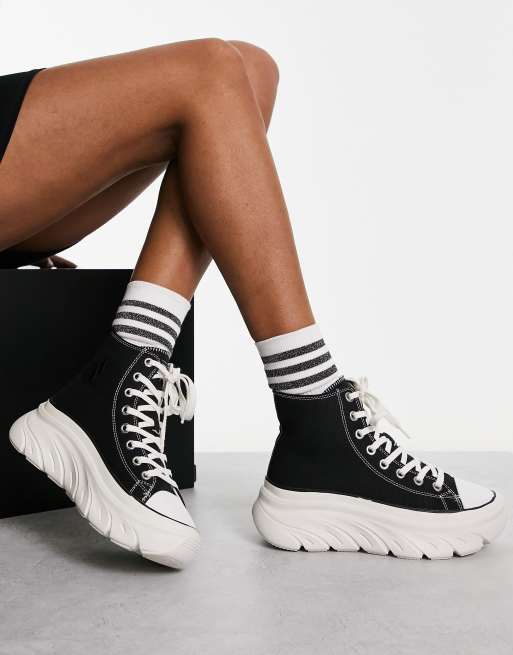 Skechers Funky Street high top trainers in black canvas