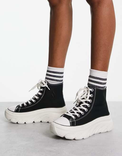Skechers – Funky Street – Knöchelhohe Sneaker aus schwarzem Canvas, 3 von 4