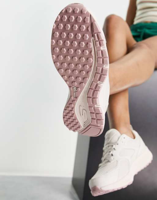 Skechers Go Run chunky sneakers with contrast sole in off white leather mix  , 2 of 4