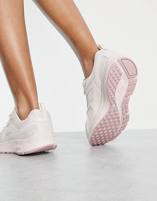 halen beha team Skechers - Go Run - Sneakers met contrasterende dikke zool in witte mix |  ASOS