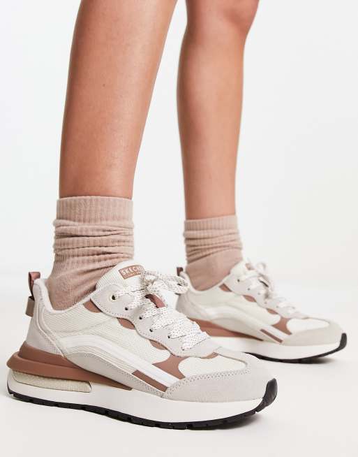 Skechers Halo suede sneakers in beige